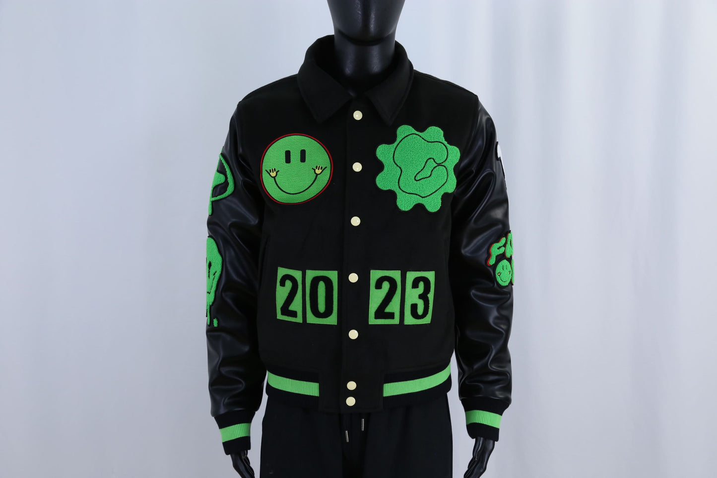 Black & Green Fuck Off Varsity Jacket