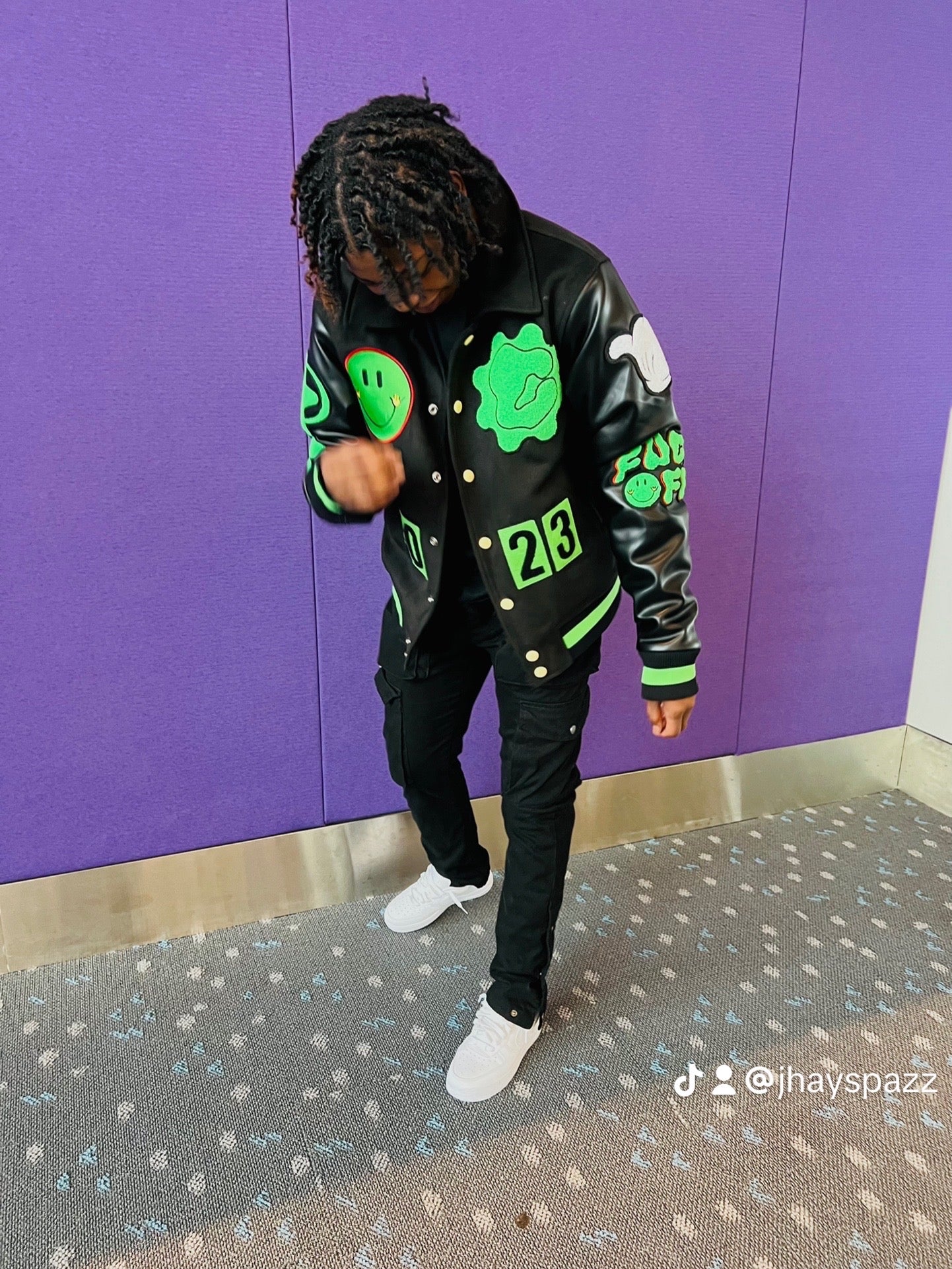 Black & Green Fuck Off Varsity Jacket