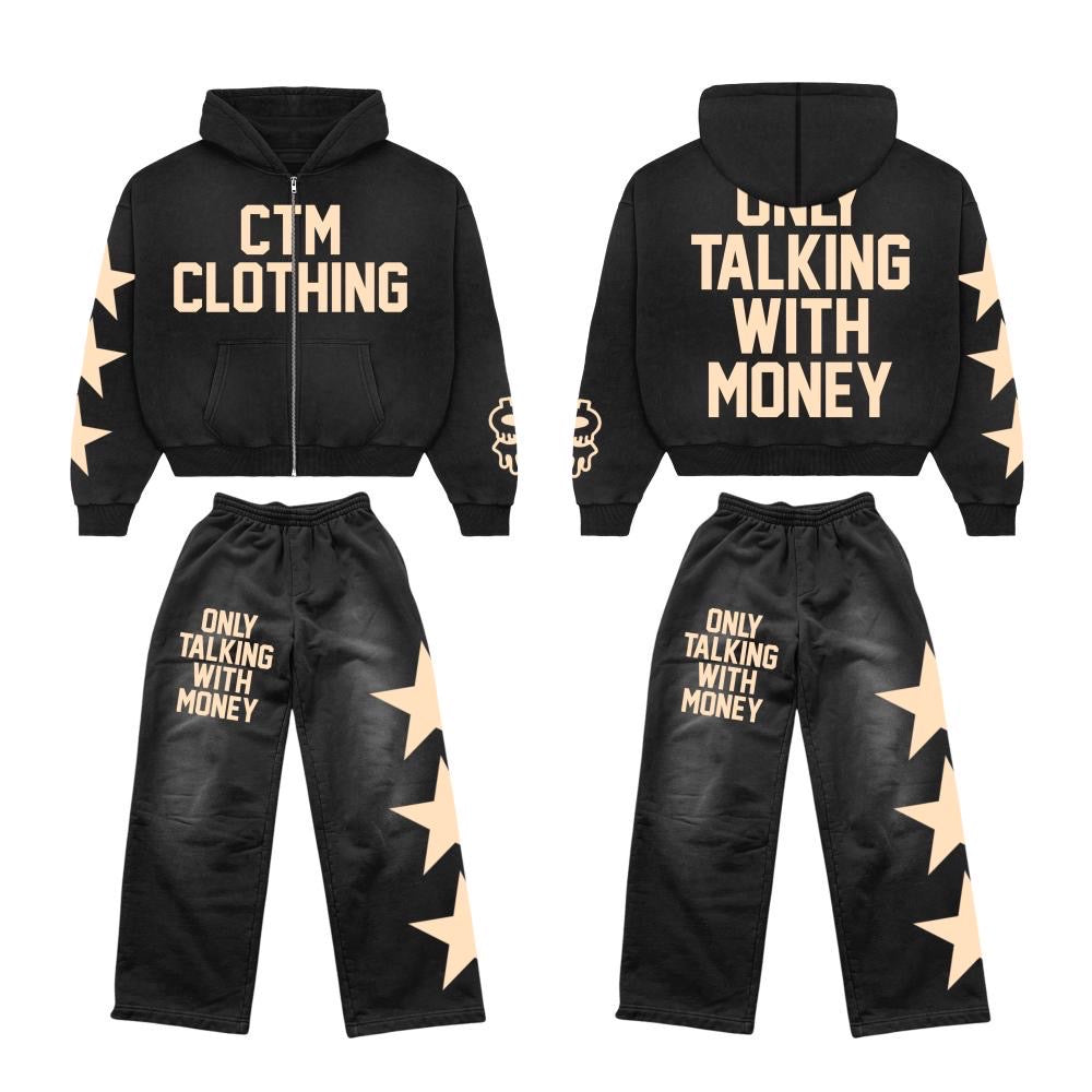 Black Only Talking Money Sweatsuits