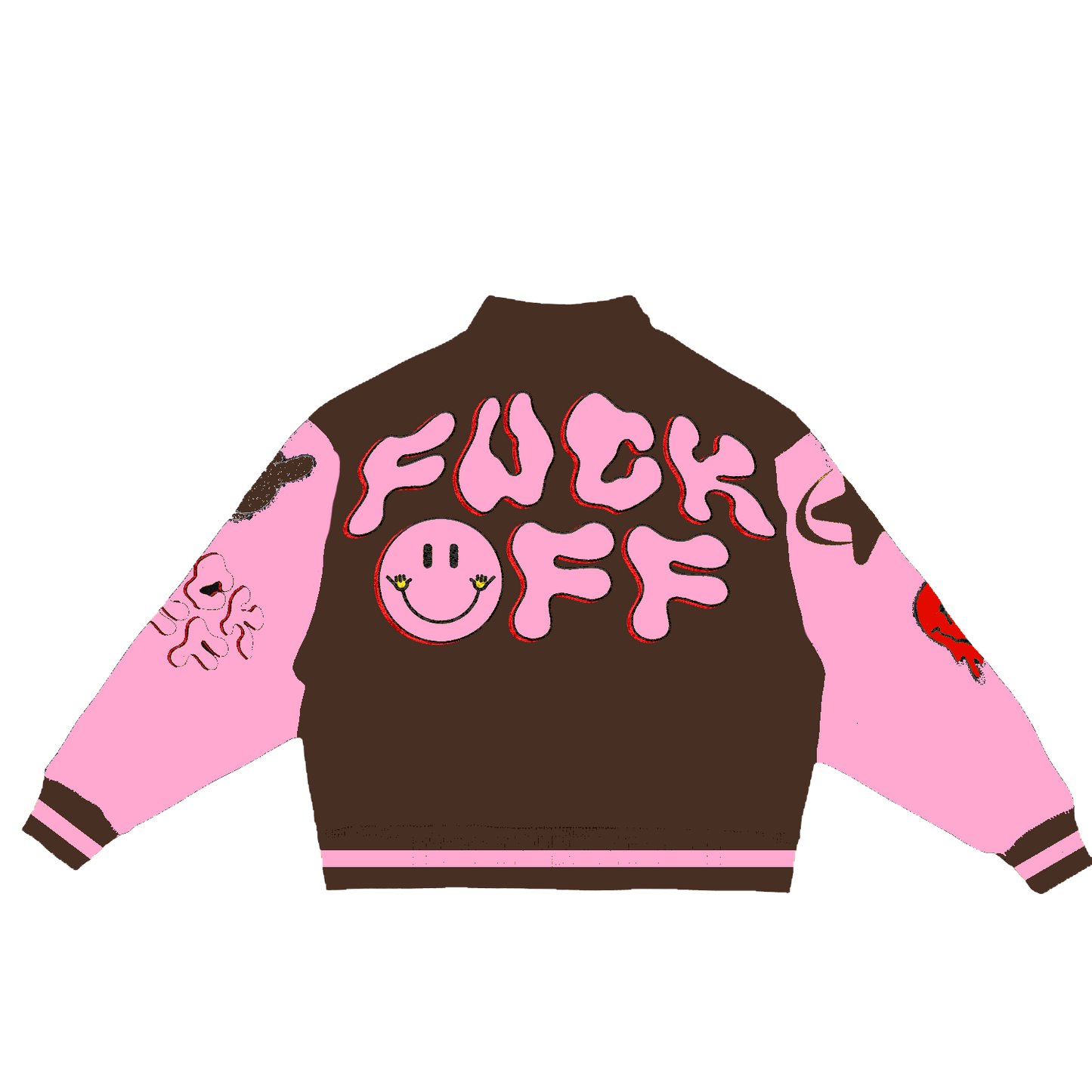 Pink & Brown Fuck Off varsity Jacket