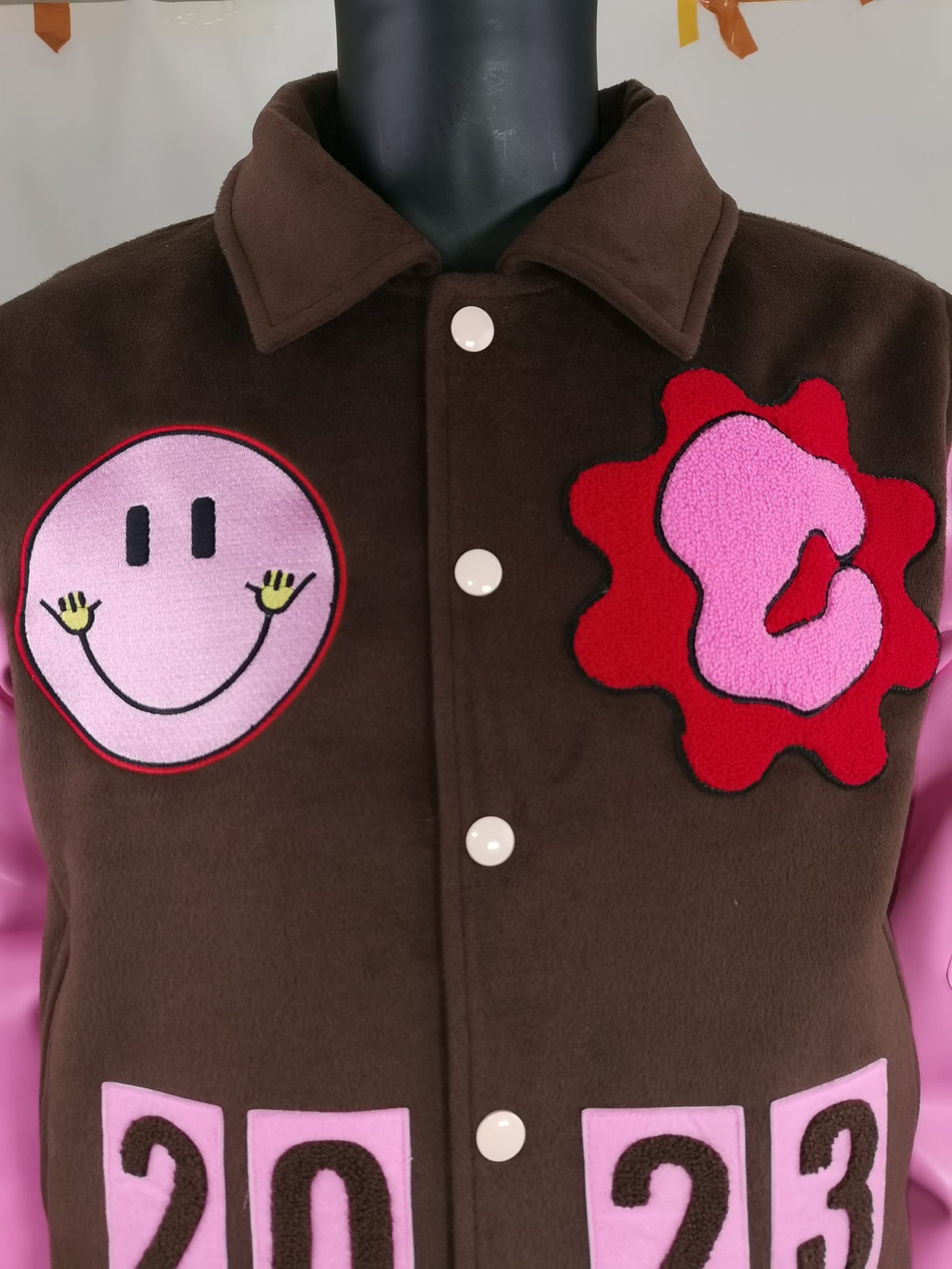 Pink & Brown Fuck Off varsity Jacket